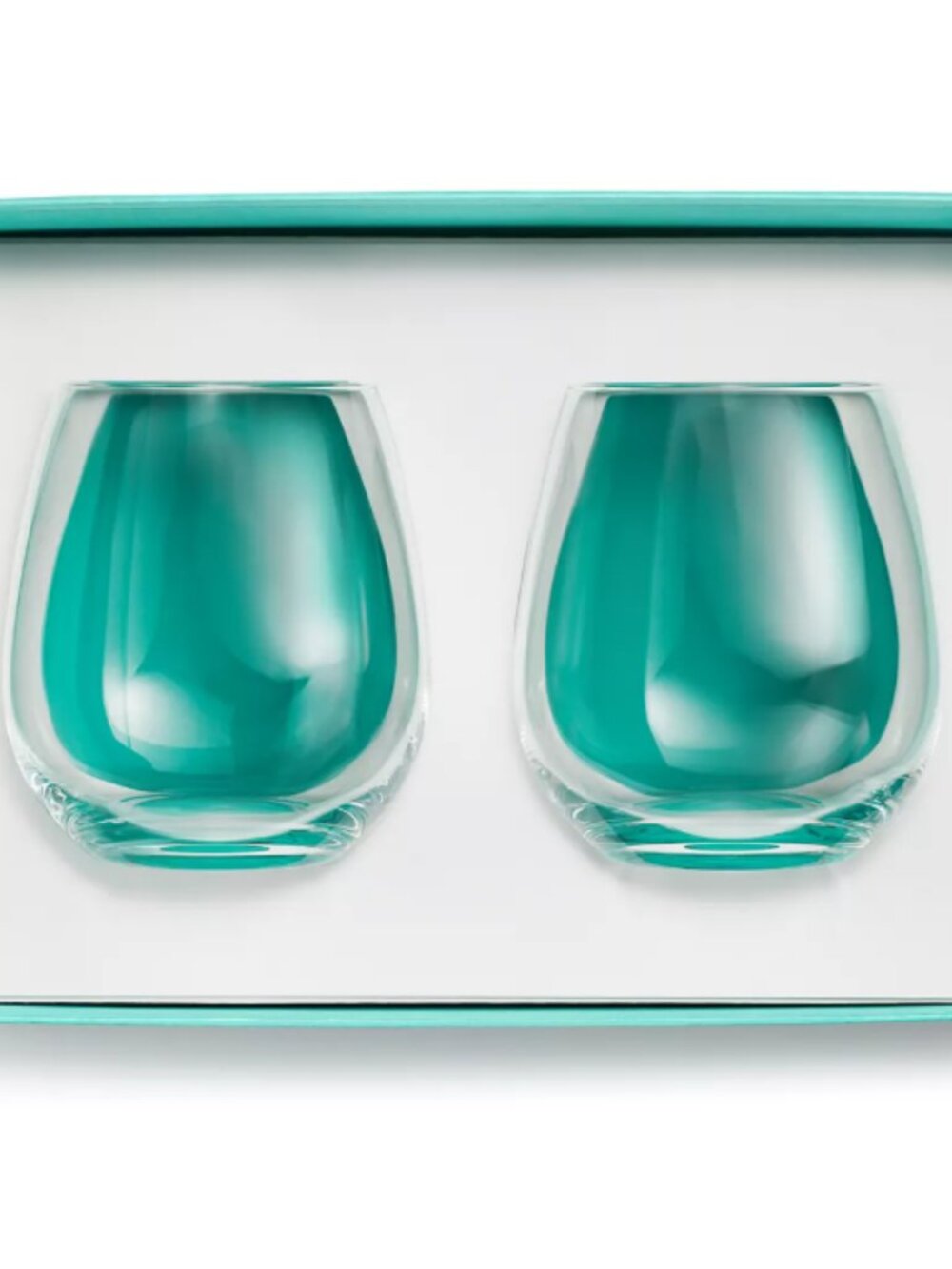 NIB Tiffany & Co. Stemless Red Wine Glasses in Crystal Glass, Set of Two - Picture 2 of 6